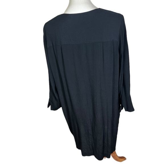 Madewell Black Crepe Flowy Midi Shift Dress with Pockets Size L (no belt) - Picture 4 of 8